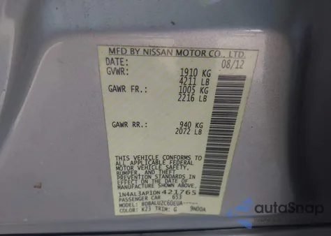 2013 Nissan Altima 2.5 Sv from USA, damaged, VIN 1N4AL3AP1DN421765